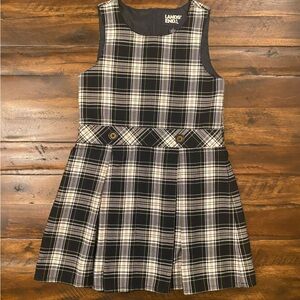 Lands End White Plaid Jumper